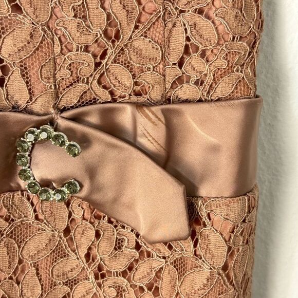 Vtg 50s 60s Lace Midi Dress Dusty Rose Sz S Mid-Century Elegant Old Money Party - Picture 7 of 13